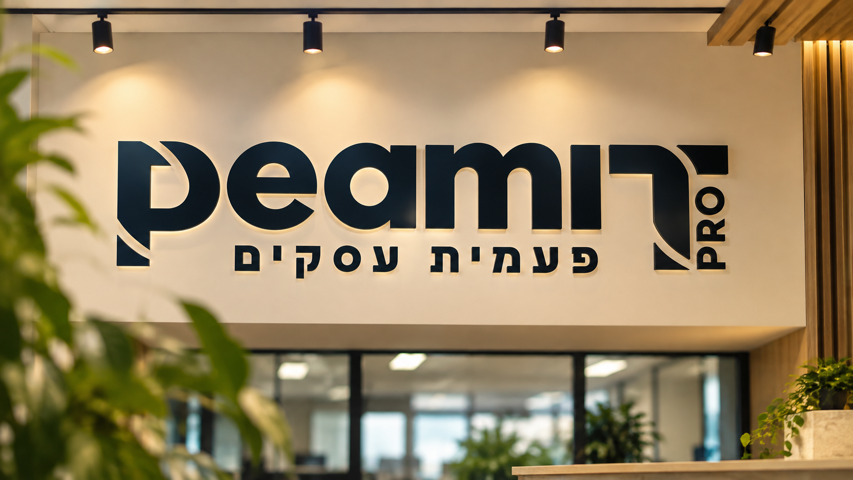 לובי משרדי עם לוגו פעמית עסקים
